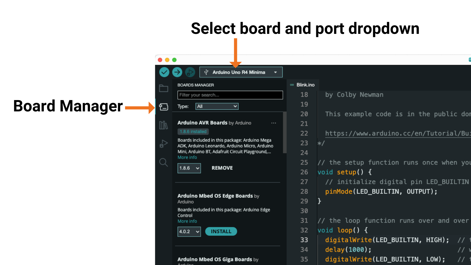 Board manager showing board packages