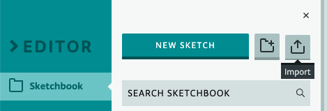 Import button in Arduino Web IDE